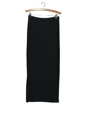 Spiritual Gangster Maxi Skirt Thin Ribbed Large Black Side Slit